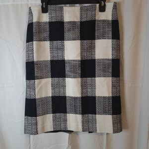 Talbots Black and Cream Buffalo Checkered Pencil Skirt Cotton Lined Size 10